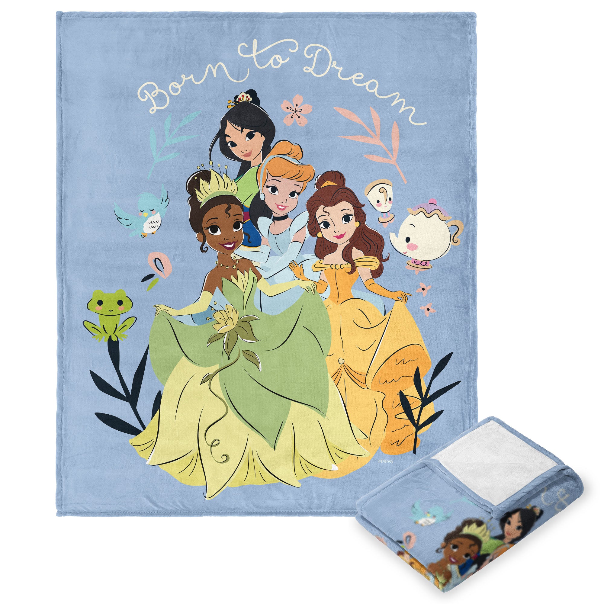 Disney Princesses Heart of A Princess Born Dreamer Silk Touch Throw Blanket 50x60 Inches