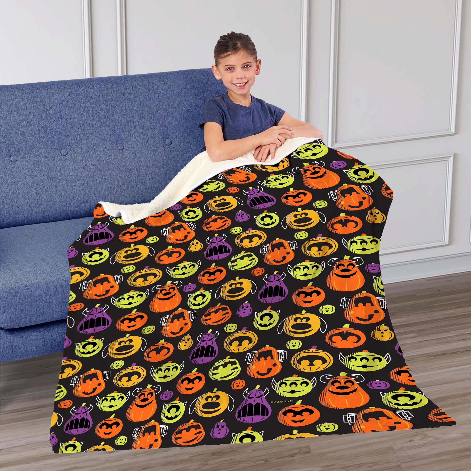 Disney Pixar Jack-o'-lanterns Silk Touch Sherpa Throw Blanket 50X60 Inches