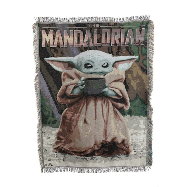 Disney Star Wars The Mandalorian Just Watching Woven Tapestry Throw Blanket 48x60 Inches