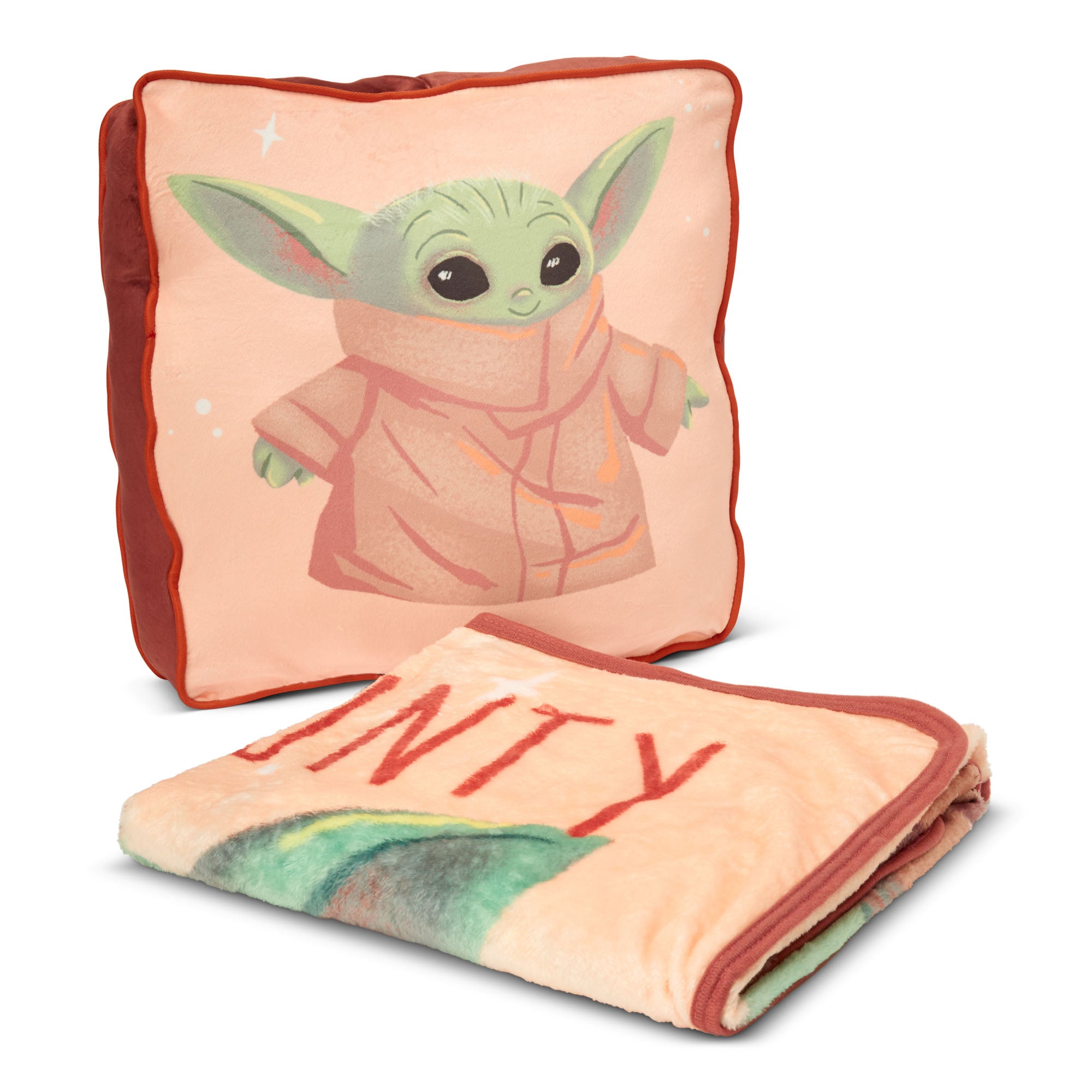 Disney Star Wars The Mandalorian Little Force Throw Pillow and Silk Touch Throw Blanket Set 40x50 Inches