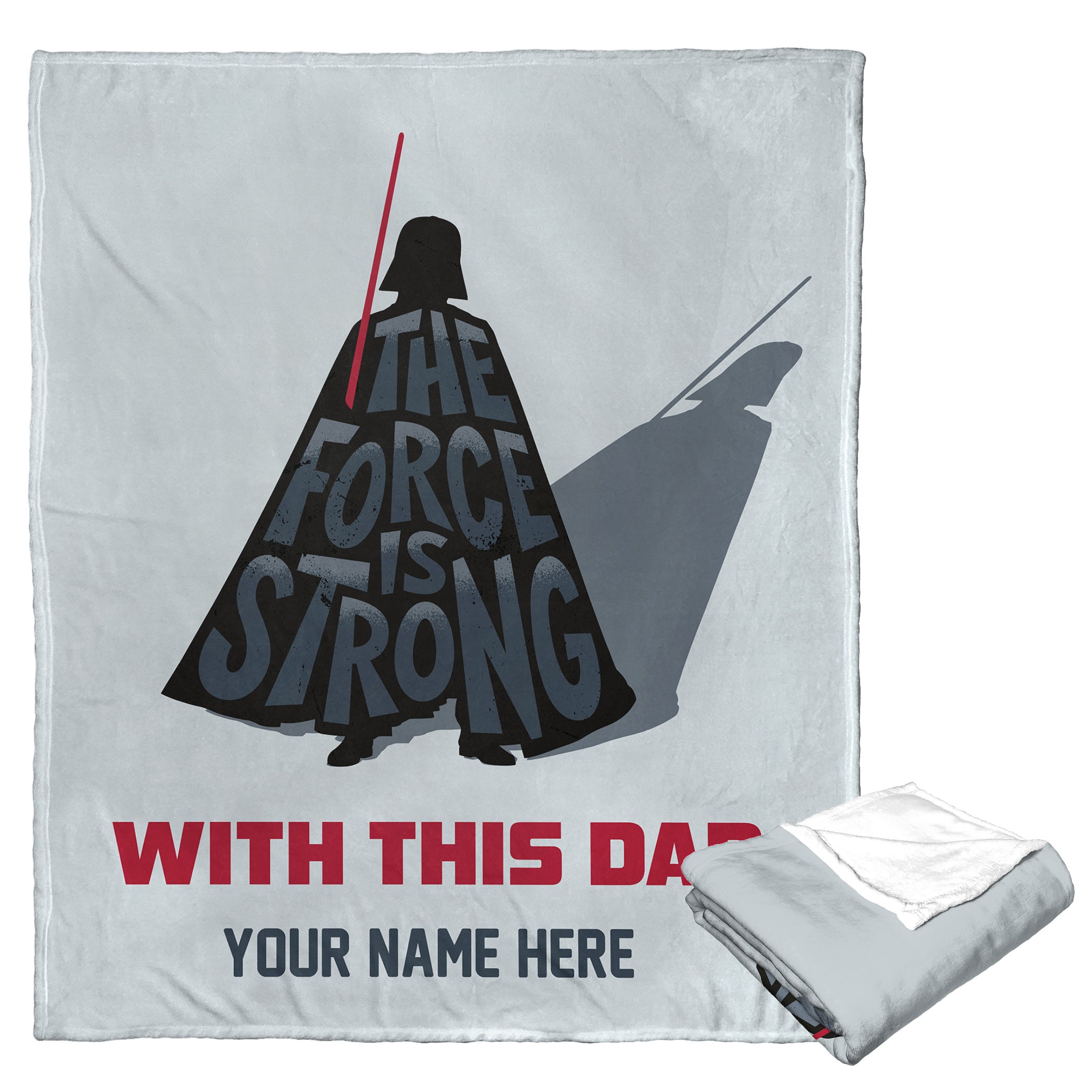 Disney Star Wars Classic Force is Strong with Dad Personalized Silk Touch Throw Blanket 50x60 Inches