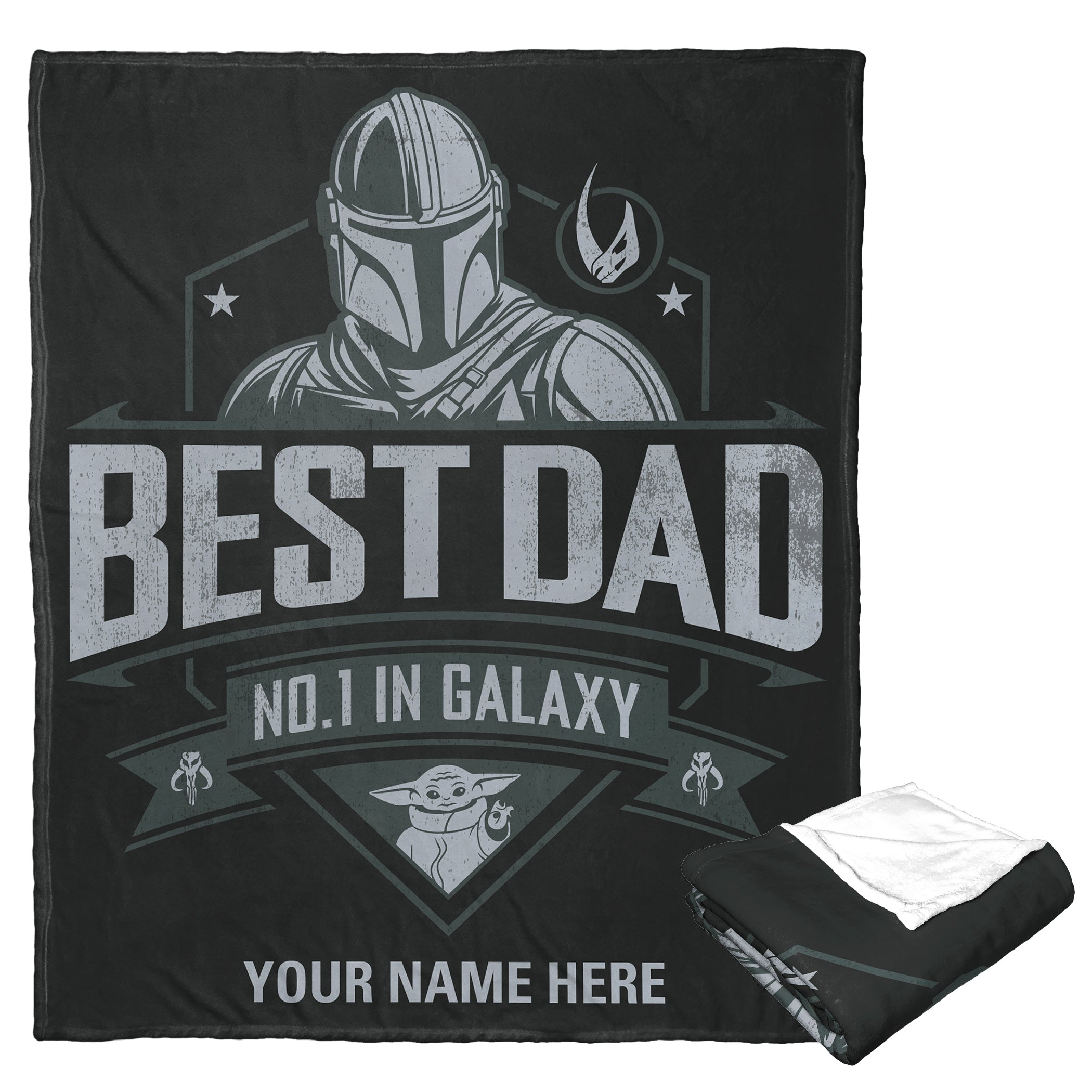 Disney Star Wars The Mandalorian Best Dad Personalization Silk Touch Throw Blanket 50x60 Inches