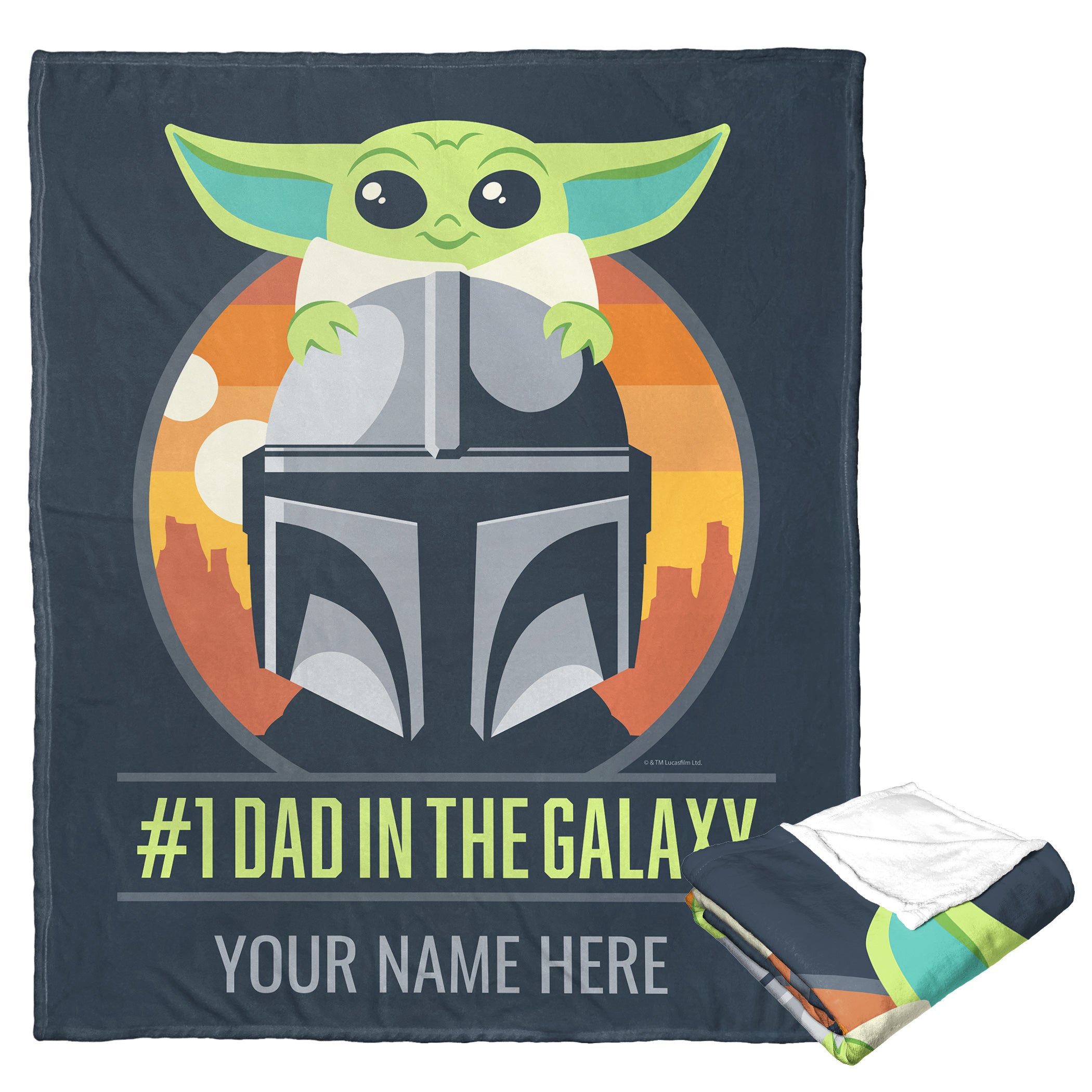 Disney Star Wars The Mandalorian Number One Dad Personalization Silk Touch Throw Blanket 50x60 Inches