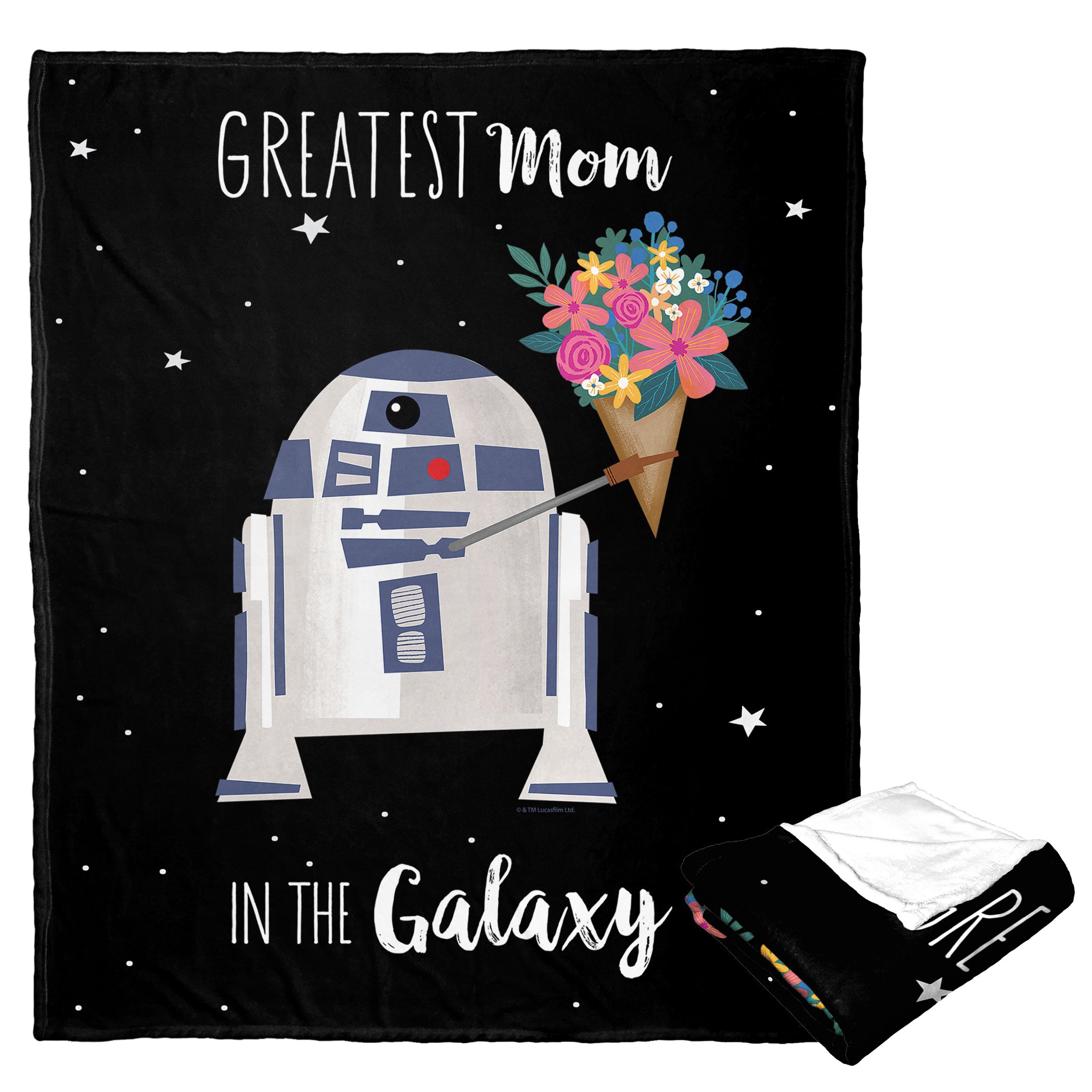 Disney Star Wars Classic Best Mom In The Galaxy Silk Touch Throw Blanket 50x60 Inches