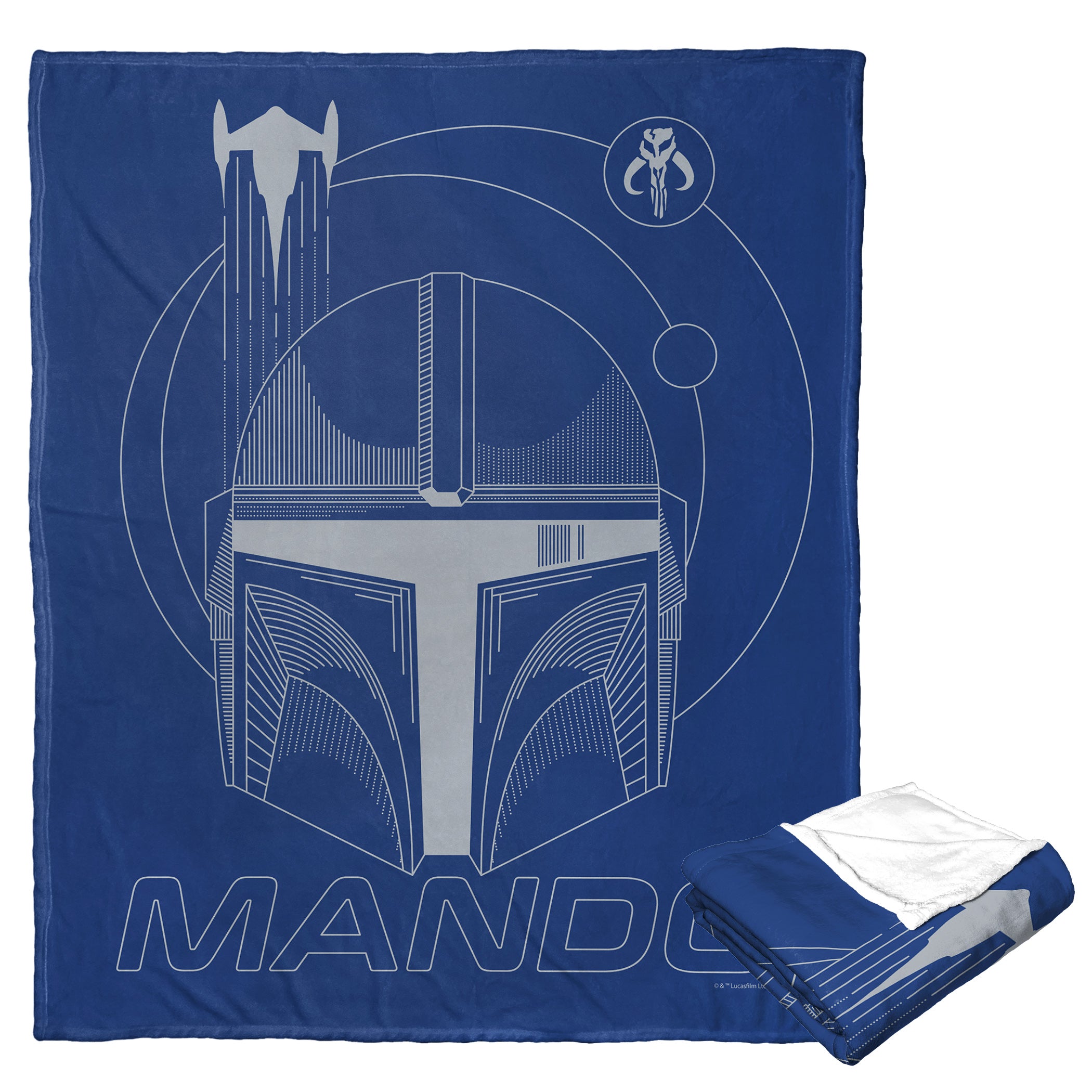 Disney Star Wars The Mandalorian Silver Mando Silk Touch Throw Blanket 50x60 Inches