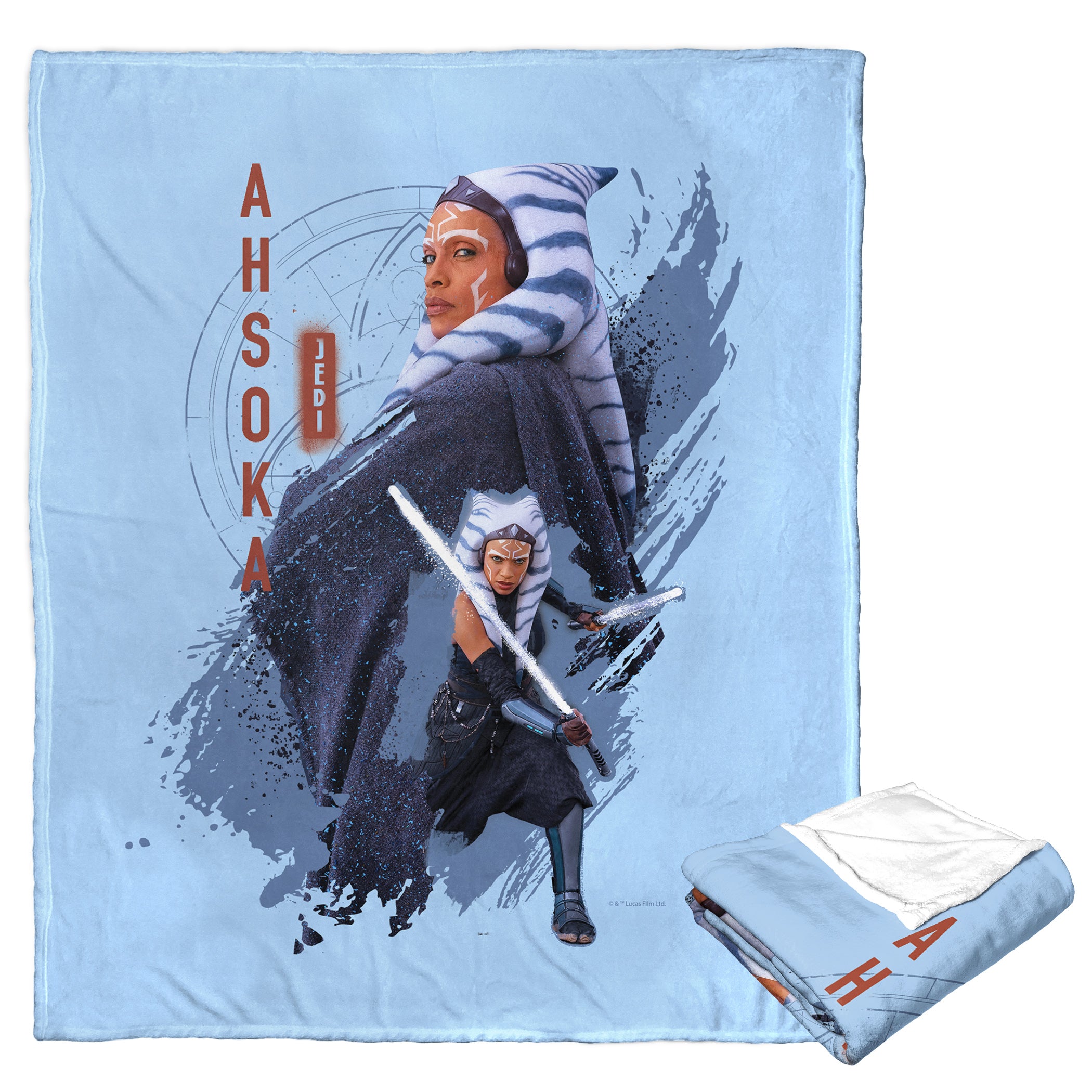 Disney Star Wars Ahsoka Twin Saber Brushstroke Silk Touch Throw Blanket 50x60 Inches