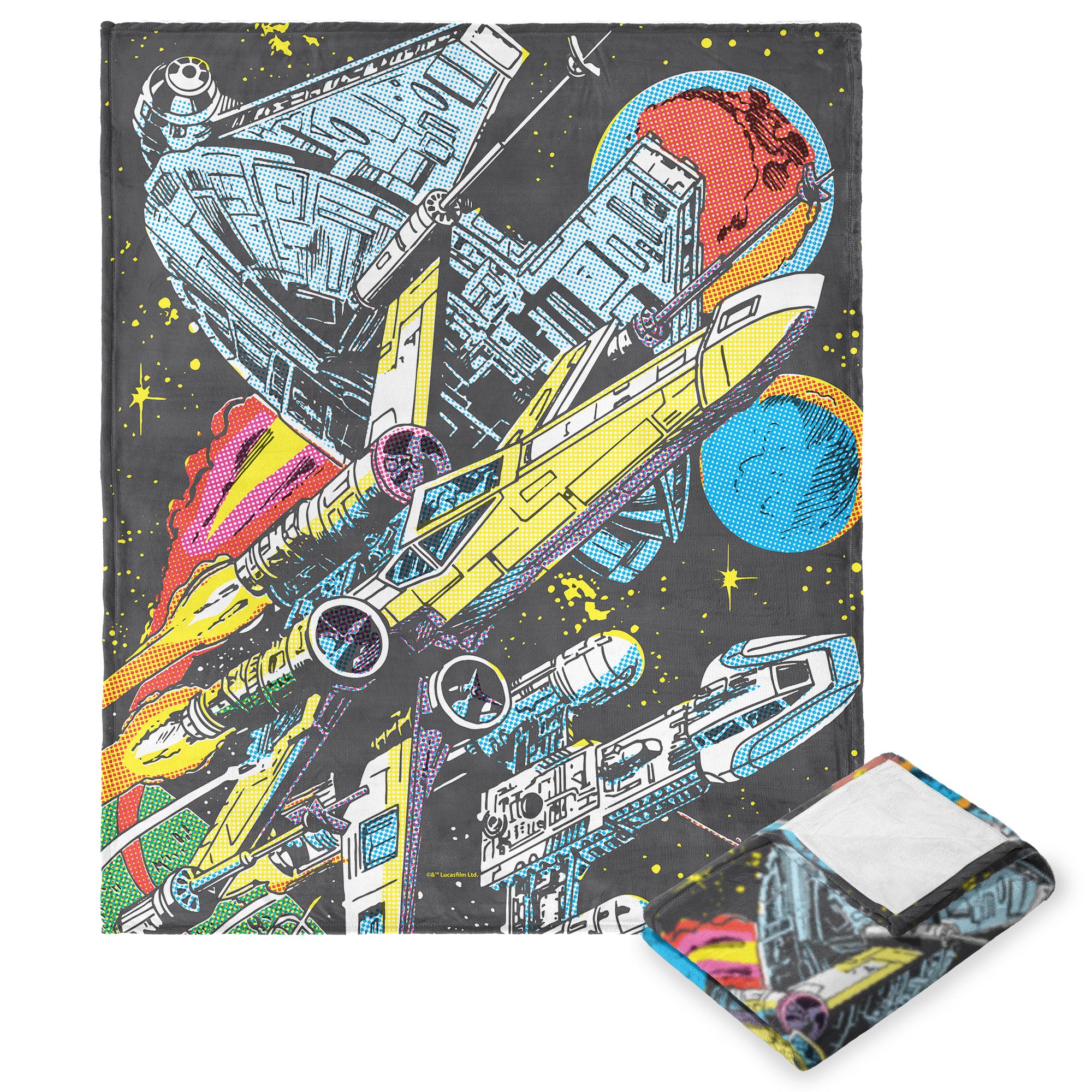 Disney Star Wars Classic Comic Books Rebel Ships Silk Touch Throw Blanket 50X60 Inches