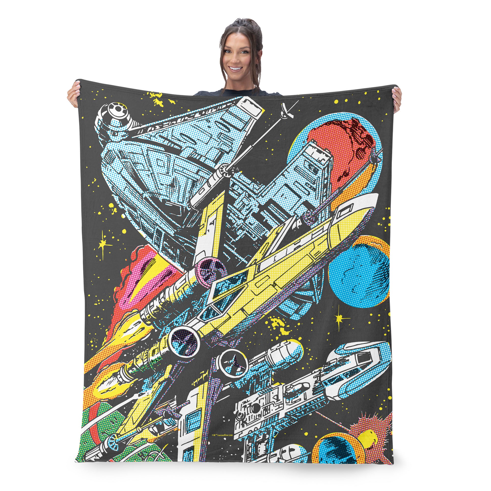 Disney Star Wars Classic Comic Books Rebel Ships Silk Touch Throw Blanket 50X60 Inches