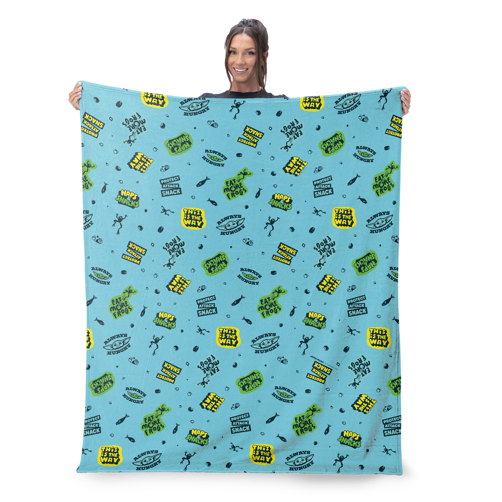 Lucas Star Wars The Mandalorian Snack Attack Pattern Silk Touch Throw Blanket 50x60 inches
