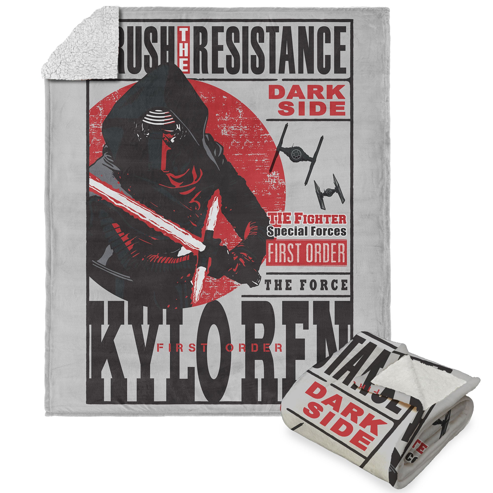 Disney Star Wars Episode 8 Vintage Signage Kylo Ren Force Silk Touch Sherpa Throw Blanket 50×60 Inches