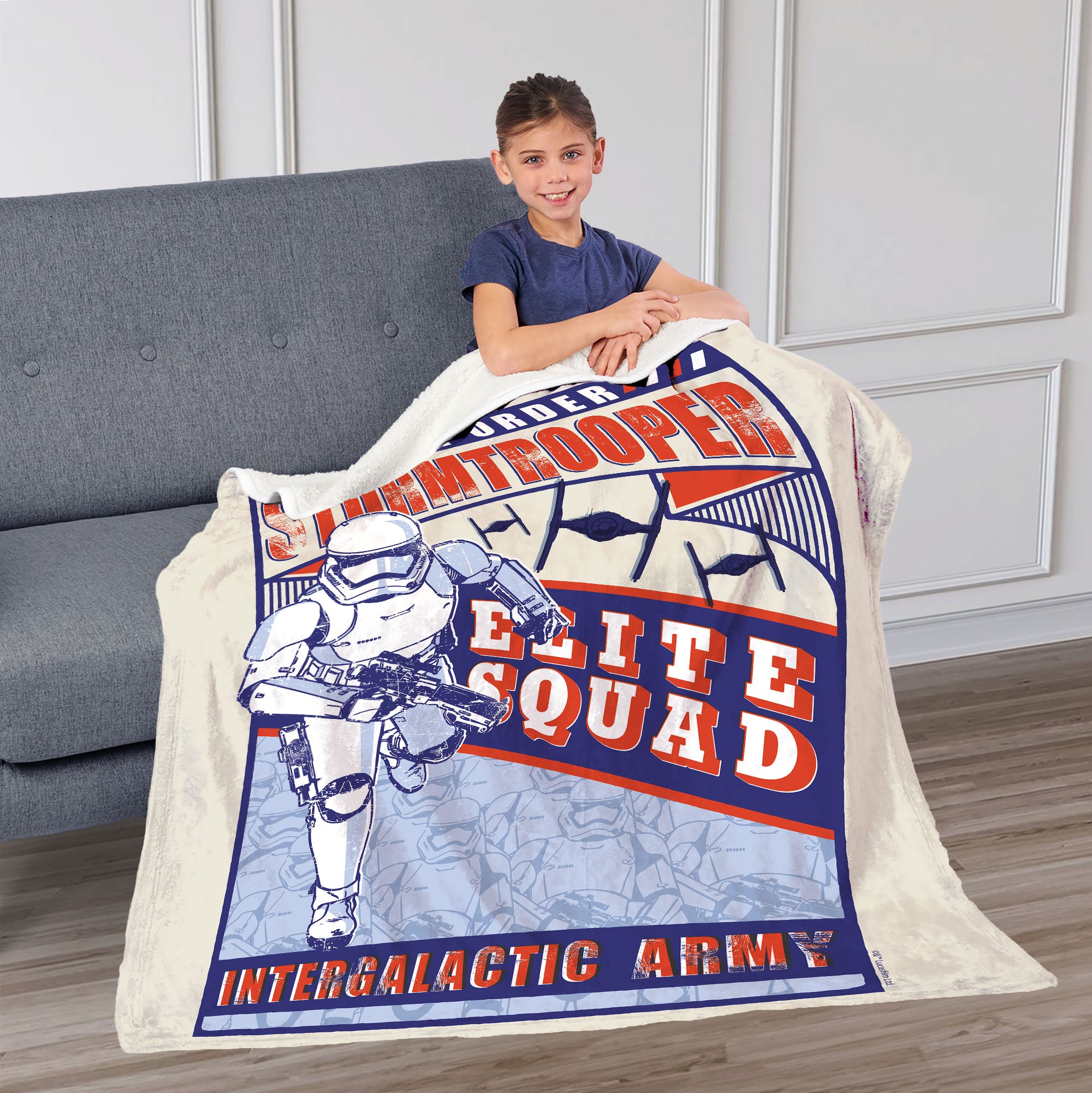 Disney Star Wars Episode 8 Vintage Signage Stormtroopers Silk Touch Sherpa Throw Blanket 50×60 Inches