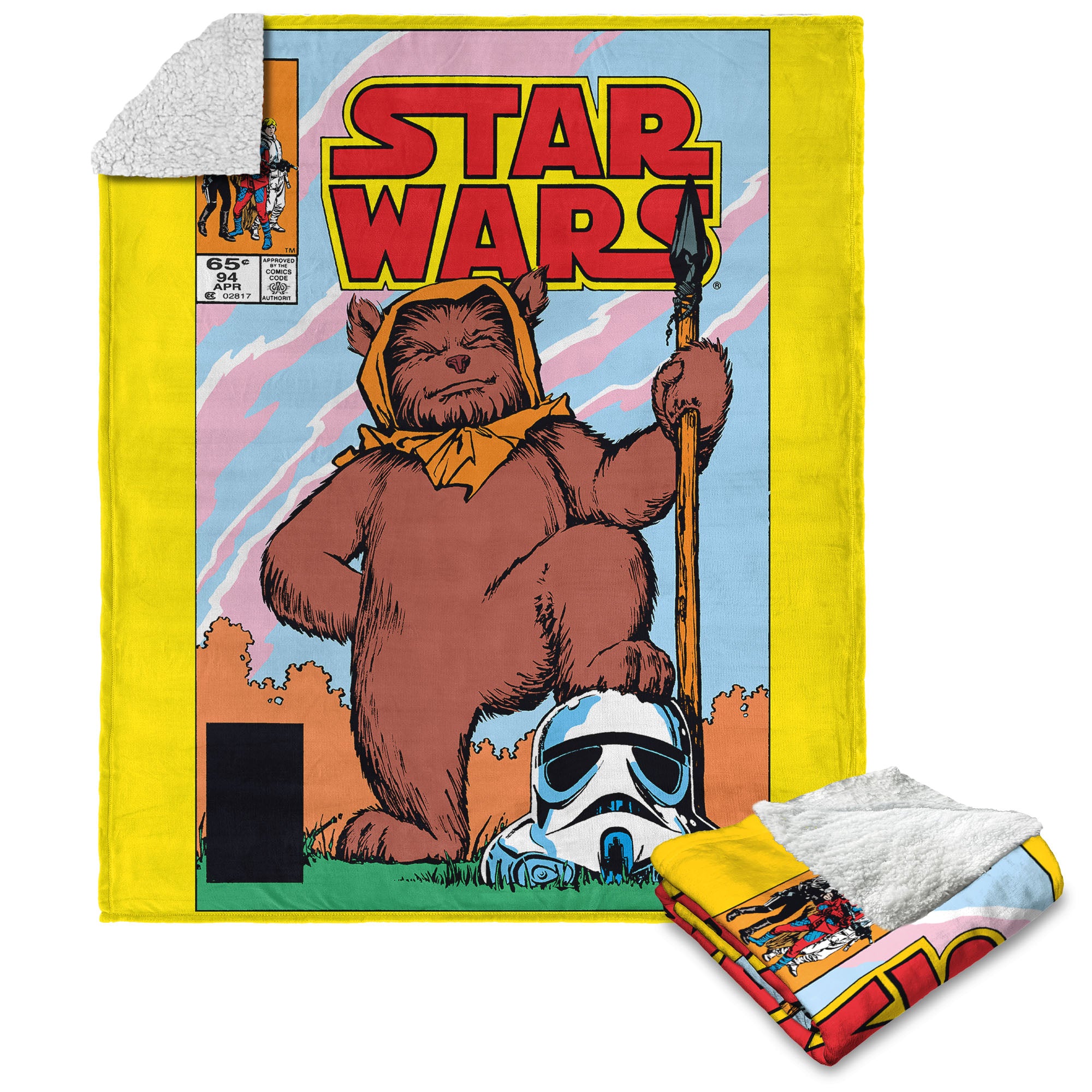 Disney Star Wars Classic Comic Books Ewok Silk Touch Sherpa Throw Blanket 50X60 Inches