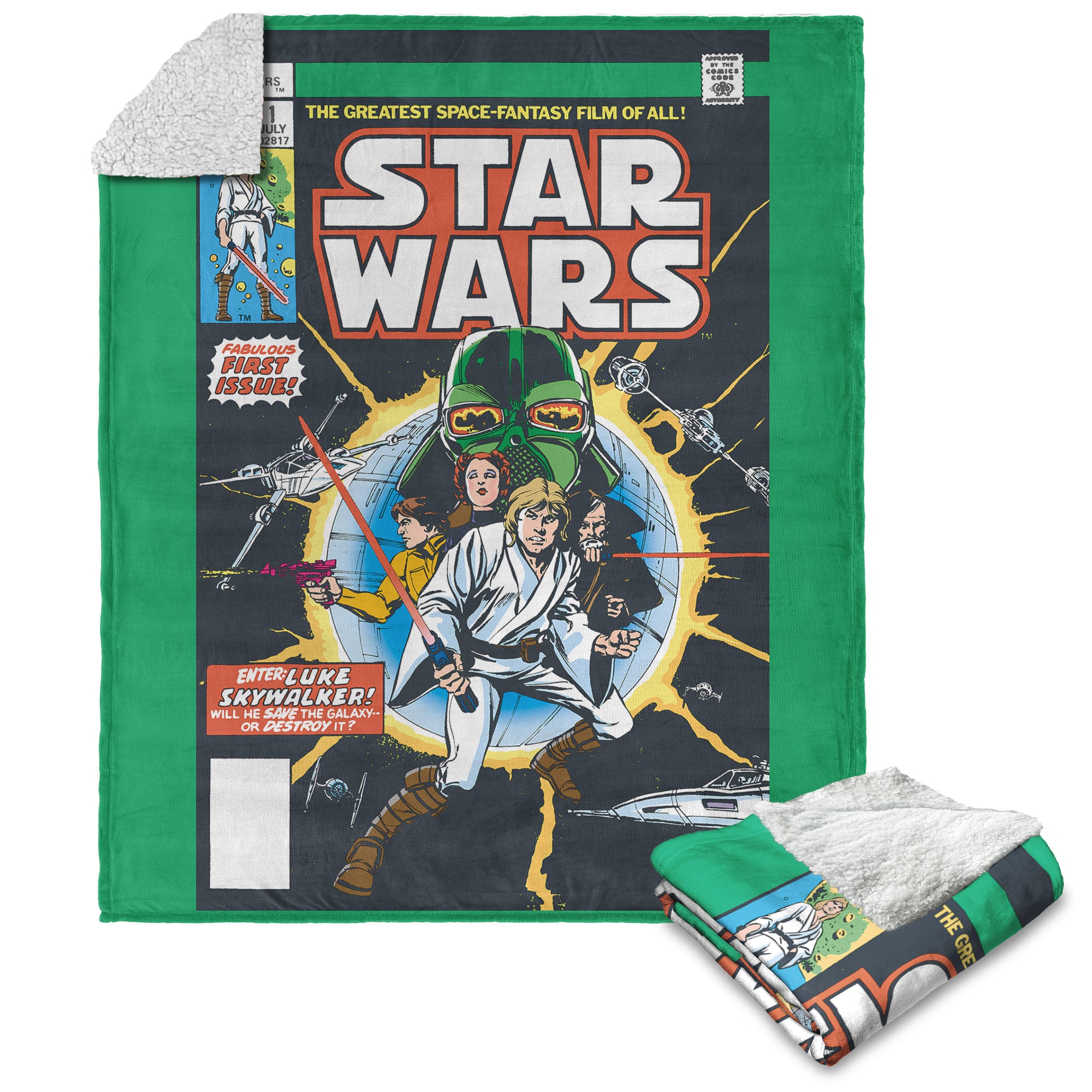 Disney Star Wars Classic Comic Books Luke Silk Touch Sherpa Throw Blanket 50X60 Inches