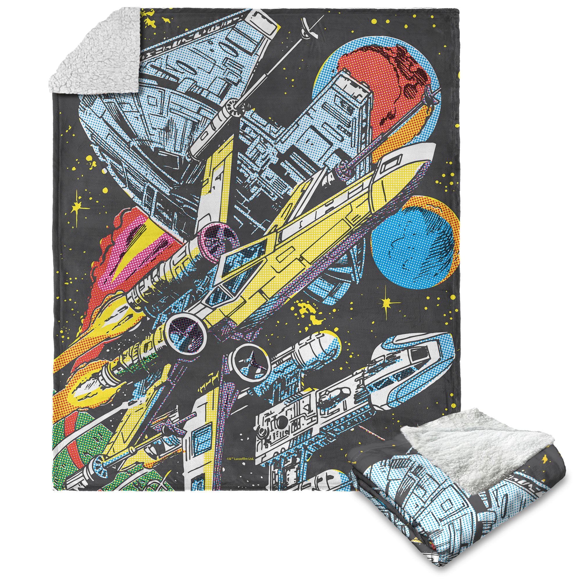 Disney Star Wars Classic Comic Books Rebel Ships Silk Touch Sherpa Throw Blanket 50X60 Inches