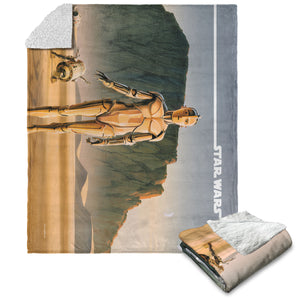 Disney Star Wars Classic Concepts R2-D2 & C-3PO Silk Touch Sherpa Throw Blanket 50X60 Inches