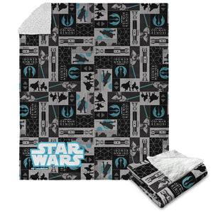 Disney Obi-Wan Obi-Wan Patterns Silk Touch Sherpa Throw Blanket 50X60 Inches