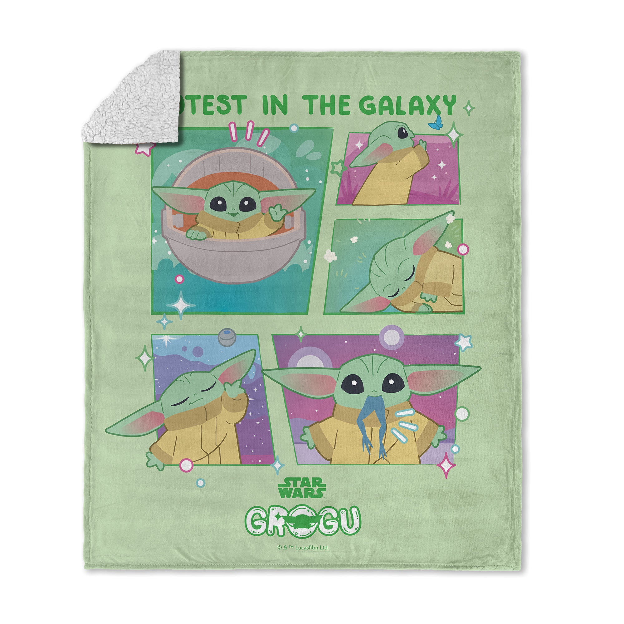 Lucas Star Wars The Mandalorian Cutest In The Galaxy Silk Touch Sherpa Throw Blanket 50x60 inches