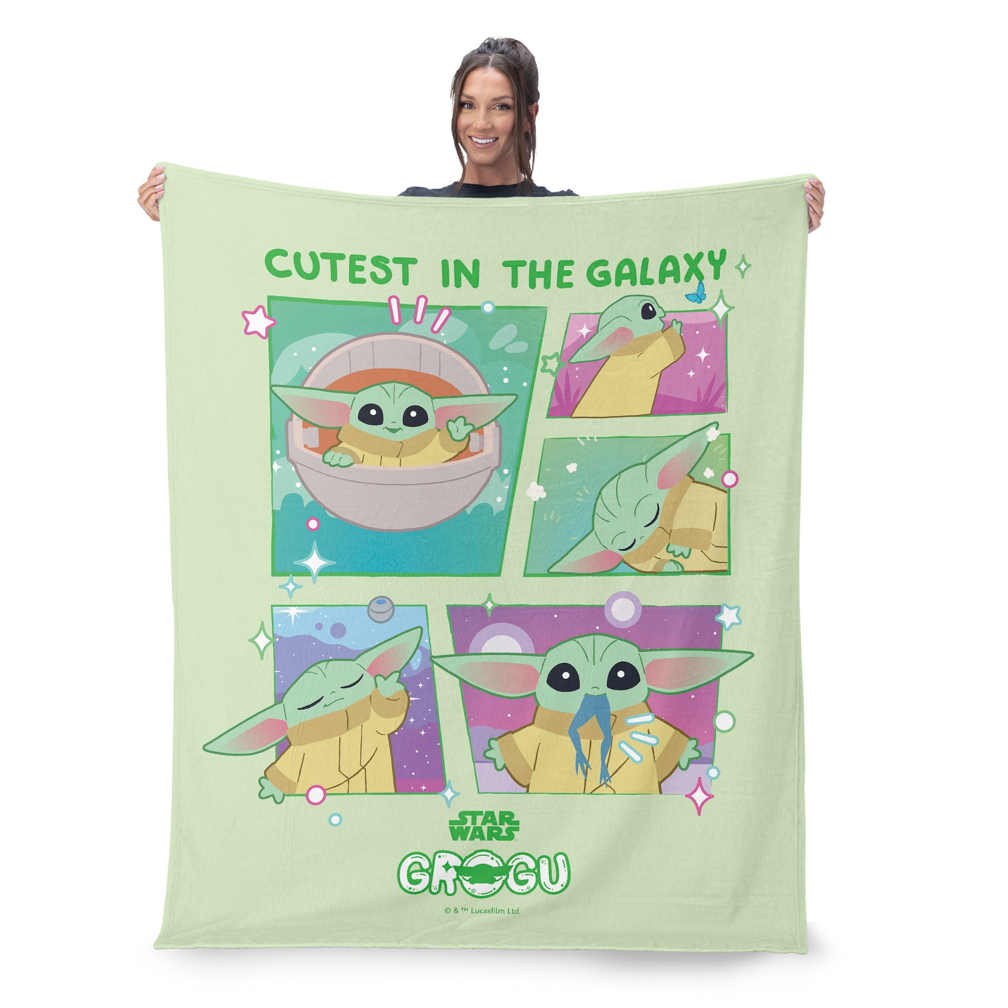 Lucas Star Wars The Mandalorian Cutest In The Galaxy Silk Touch Sherpa Throw Blanket 50x60 inches