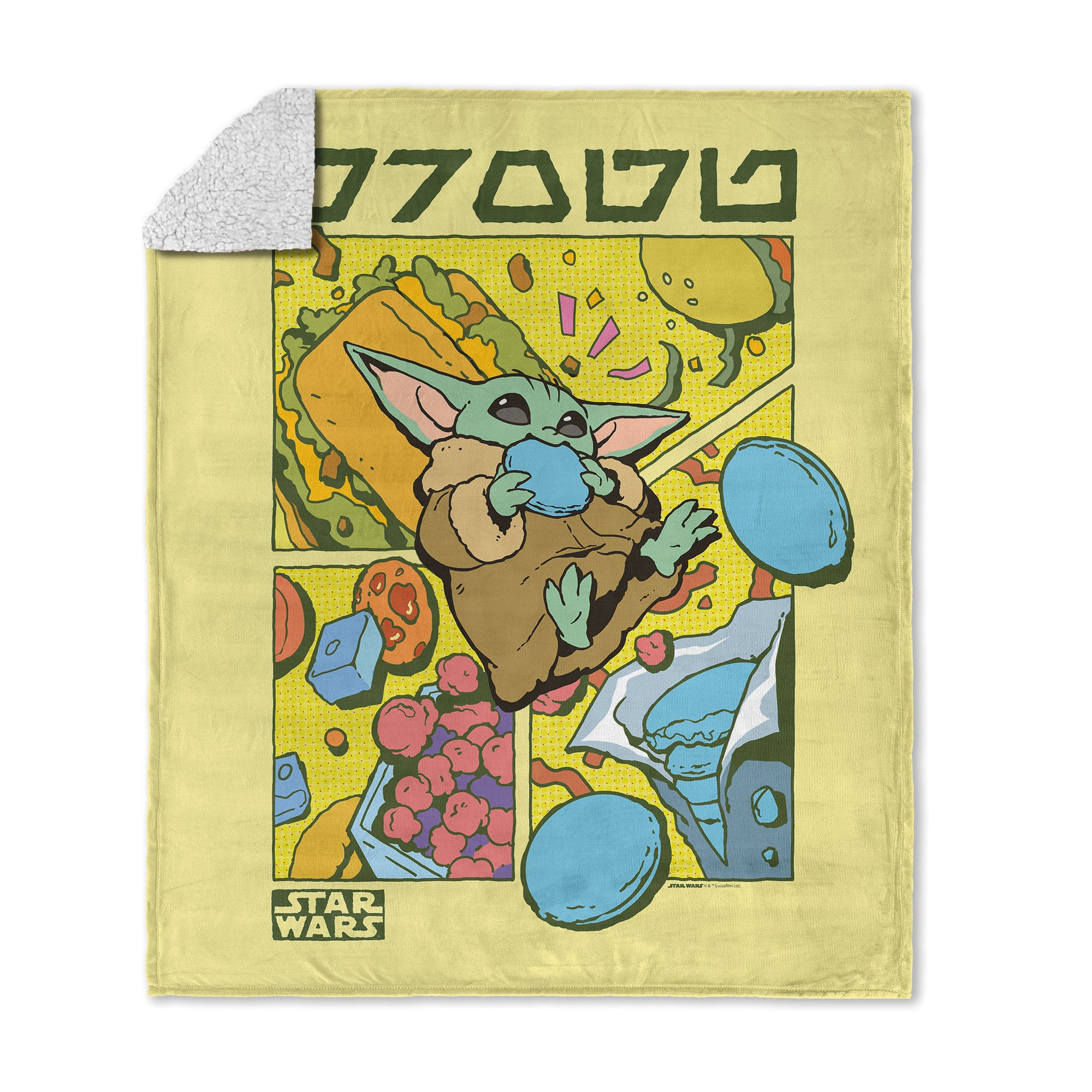 Lucas Star Wars The Mandalorian Grogu Snacks Silk Touch Sherpa Throw Blanket 50x60 inches