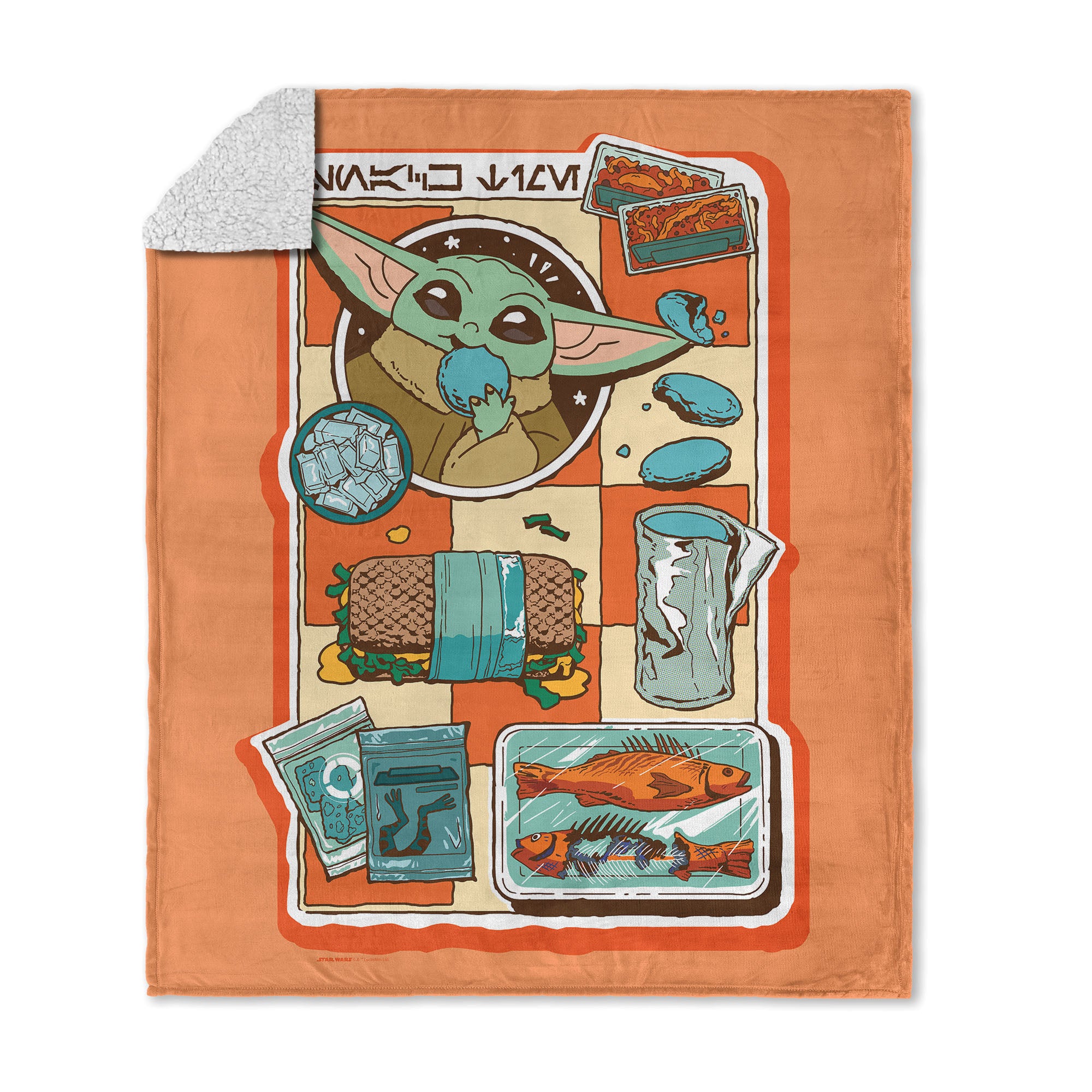 Lucas Star Wars The Mandalorian Lunch Trays Silk Touch Sherpa Throw Blanket 50x60 inches