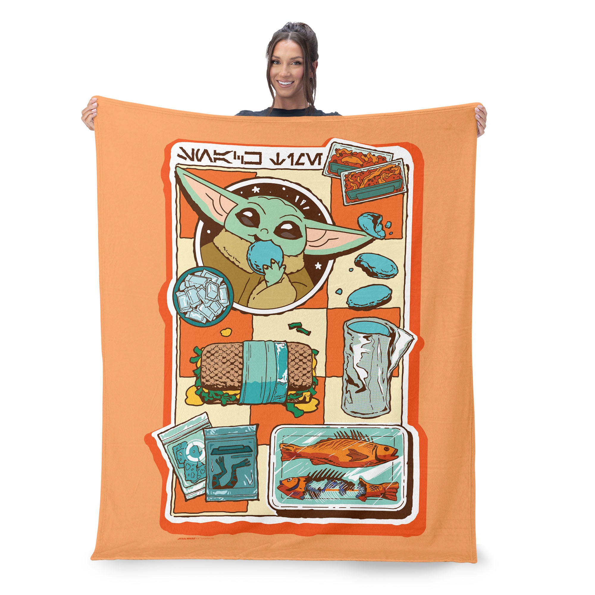 Lucas Star Wars The Mandalorian Lunch Trays Silk Touch Sherpa Throw Blanket 50x60 inches