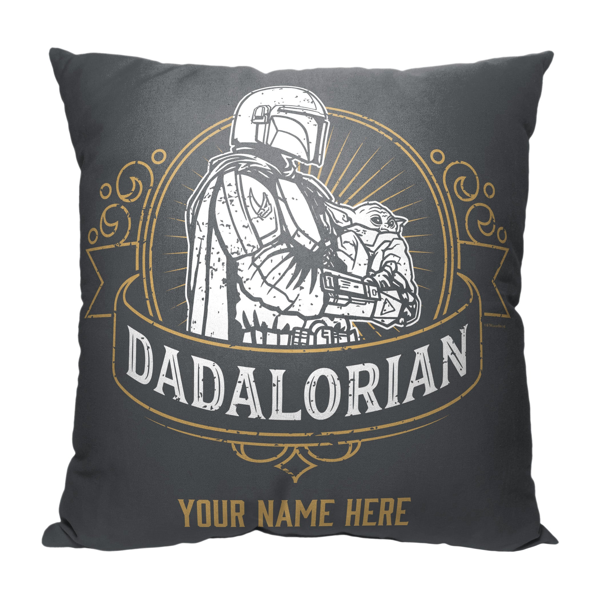 Disney Star Wars The Mandalorian Dadalorian Emblem Personalized Throw Pillow 18x18 Inches