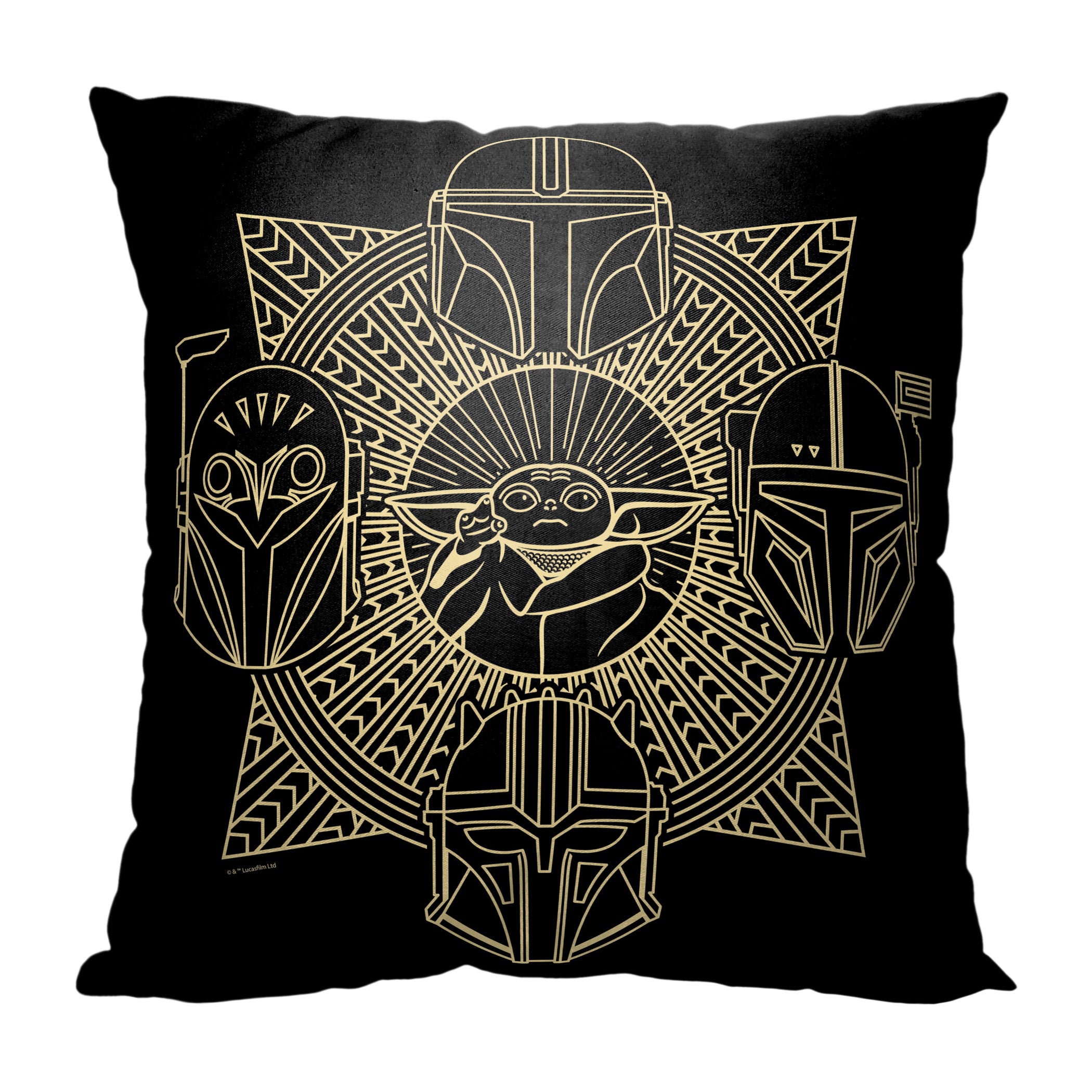 Disney Star Wars The Mandalorian Golden Group Throw Pillow 18x18 Inches