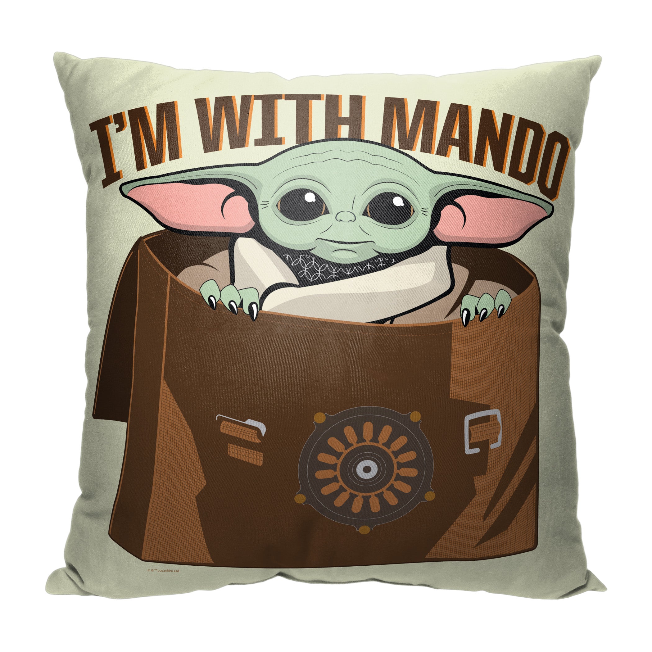 Disney Star Wars The Mandalorian Im With Mando Throw Pillow 18x18 Inches