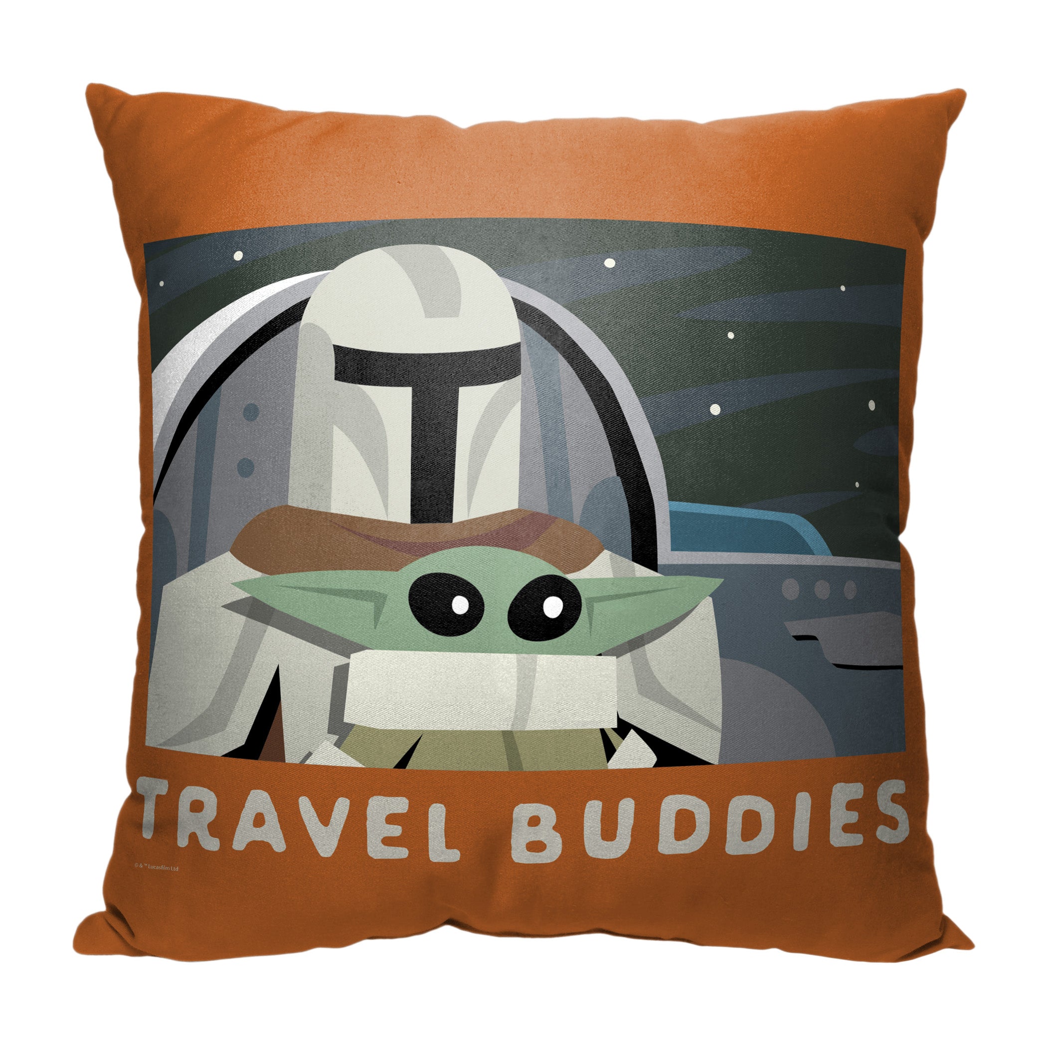 Disney Star Wars The Mandalorian Traveling Buddies Throw Pillow 18x18 Inches