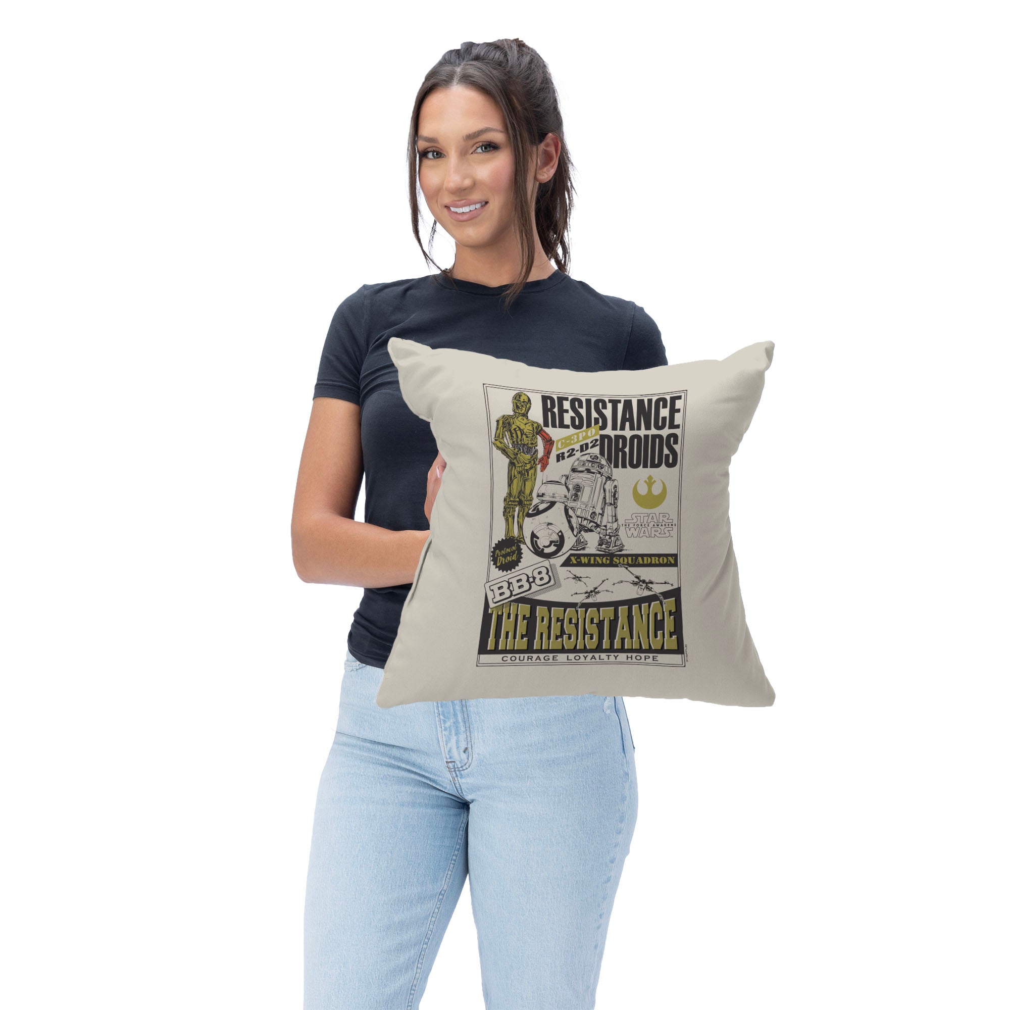 Disney Star Wars Episode 8 Vintage Signage R2-D2 & C-3PO Throw Pillow 18×18 Inches