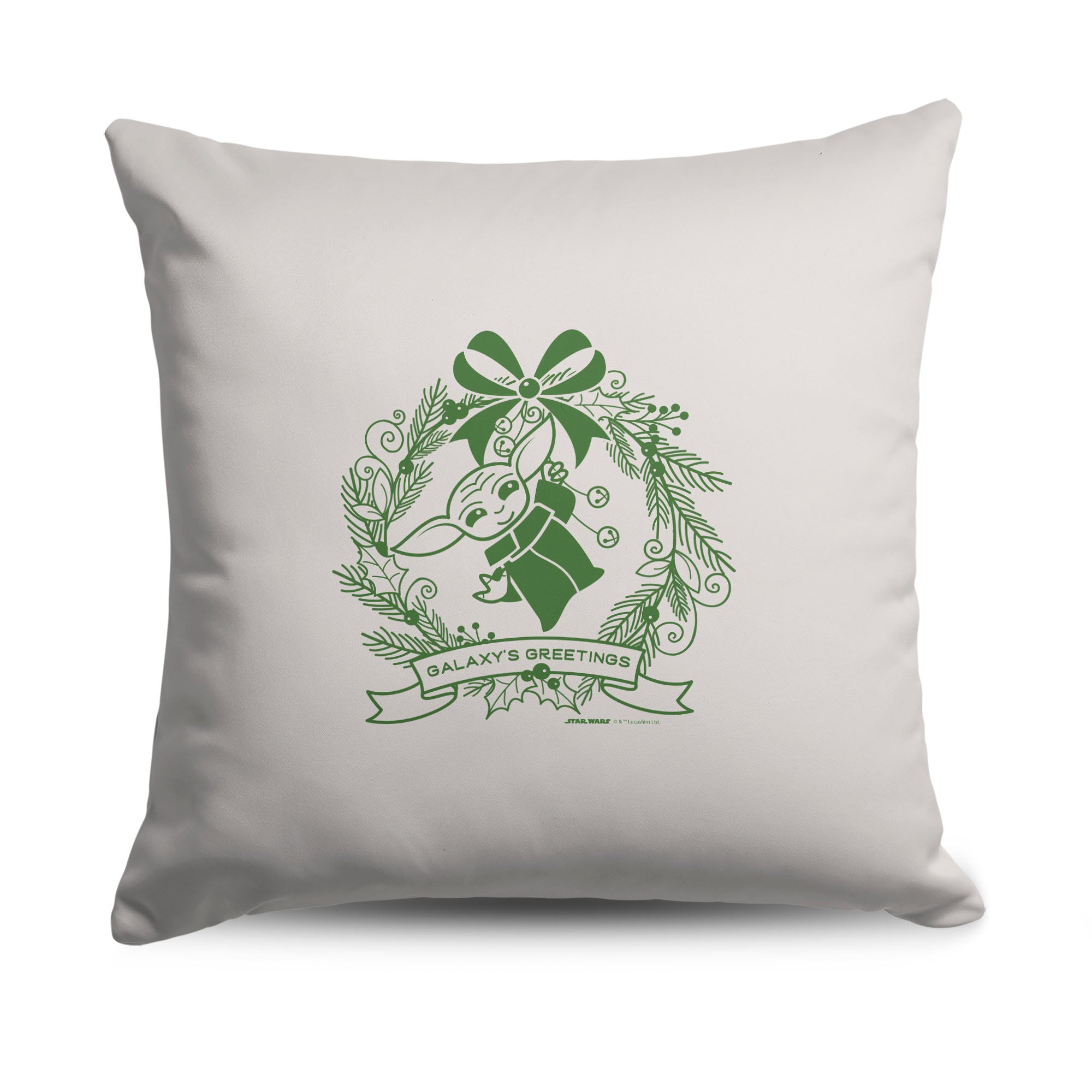 Disney Star Wars The Mandalorian Grogu Wreath Throw Pillow 18X18 Inches