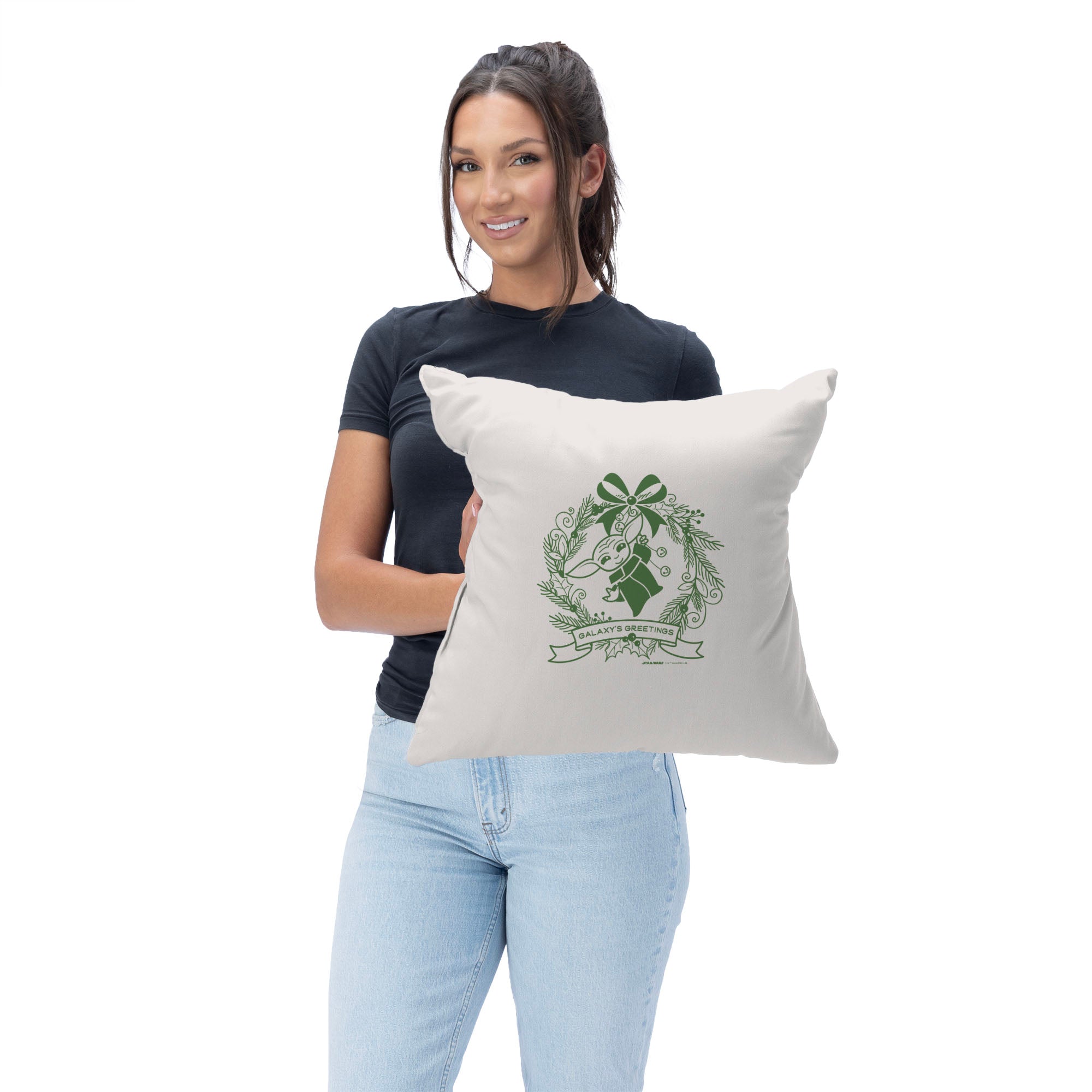 Disney Star Wars The Mandalorian Grogu Wreath Throw Pillow 18X18 Inches