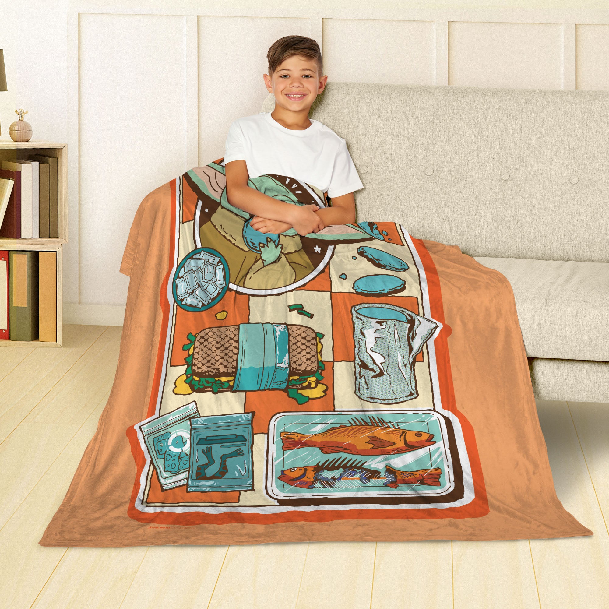 Lucas Star Wars The Mandalorian Lunch Trays Silk Touch Throw Blanket 40x50 inches