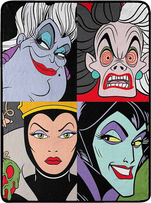 Disney Villains Portraits For Evil Micro Raschel Throw Blanket 46x60 Inches