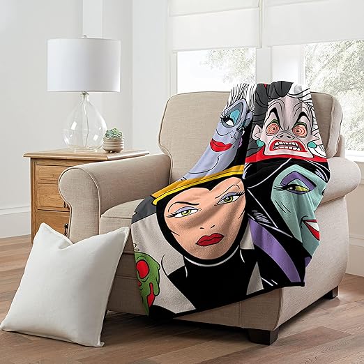 Disney Villains Portraits For Evil Micro Raschel Throw Blanket 46x60 Inches