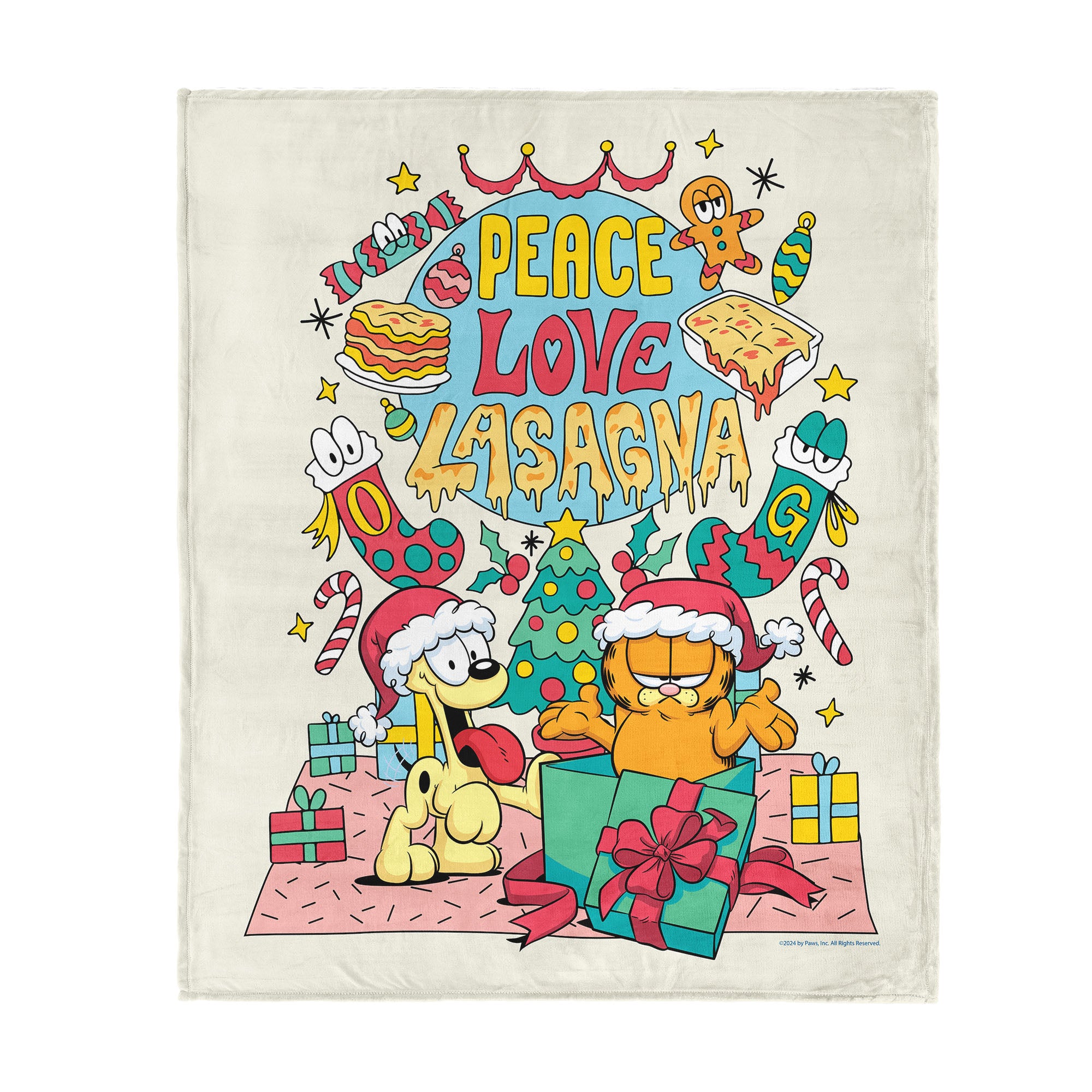 Nickelodeon Garfield Peace Love Lasagna Silk Touch Throw Blanket 40×50 Inches