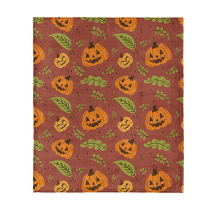 Halloween Jack O Lantern Leaves Silk Touch Throw Blanket, 50x60 inches