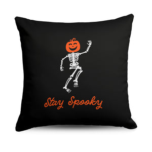 Halloween Pumpkin Head Skeletons Throw Pillow, 18x18 inches