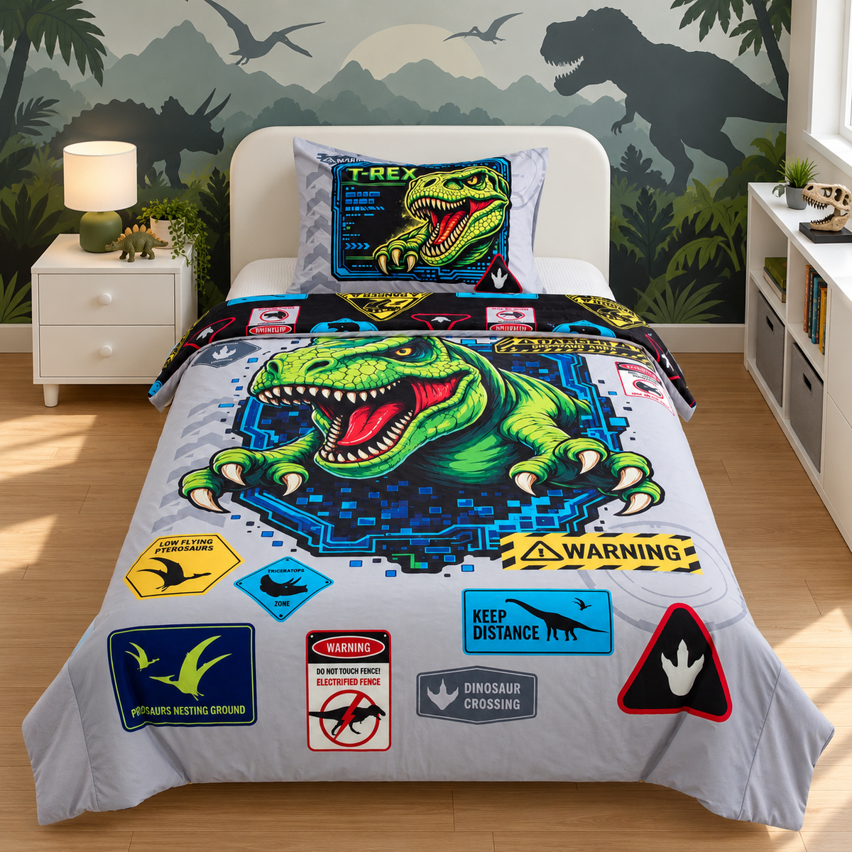 Northwest Group Glow Dinosaur  2-Piece Twin Comforter and Pillowcase Set