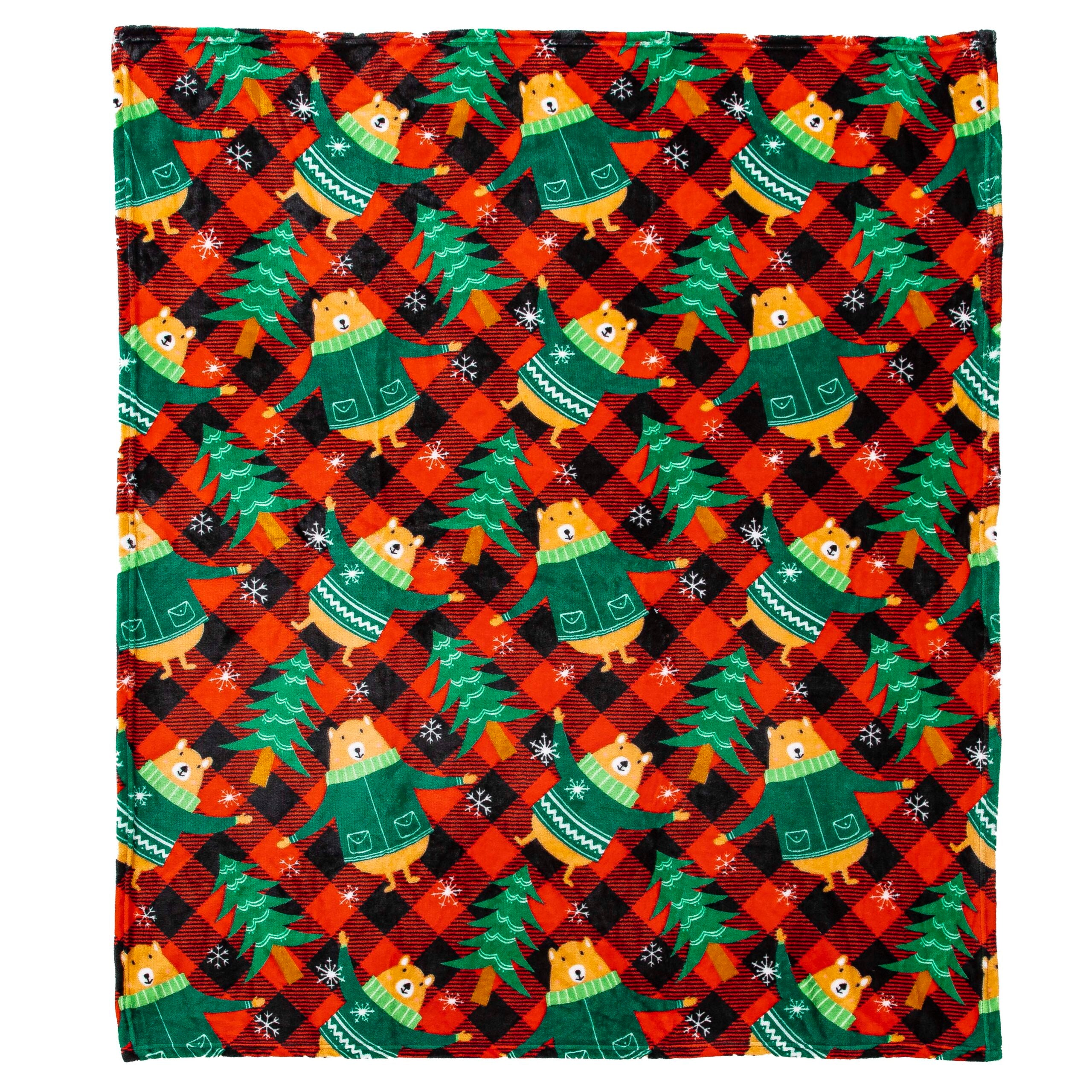 Holiday Bears Silk Touch Throw Blanket 50x60 Inches