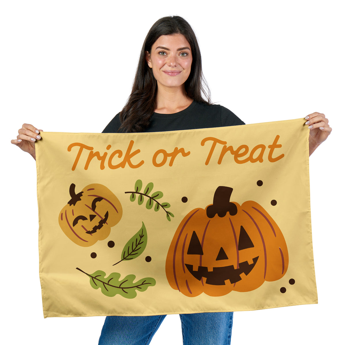 Halloween Jack O Lantern Leaves Wall Hanging, 24x36 inches