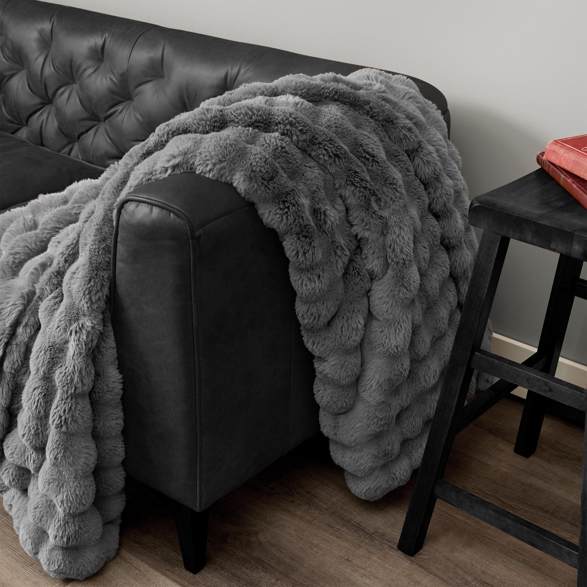 Ultra Fine Faux Fur Throw Blanket Lava Smoke 50X70 Inches