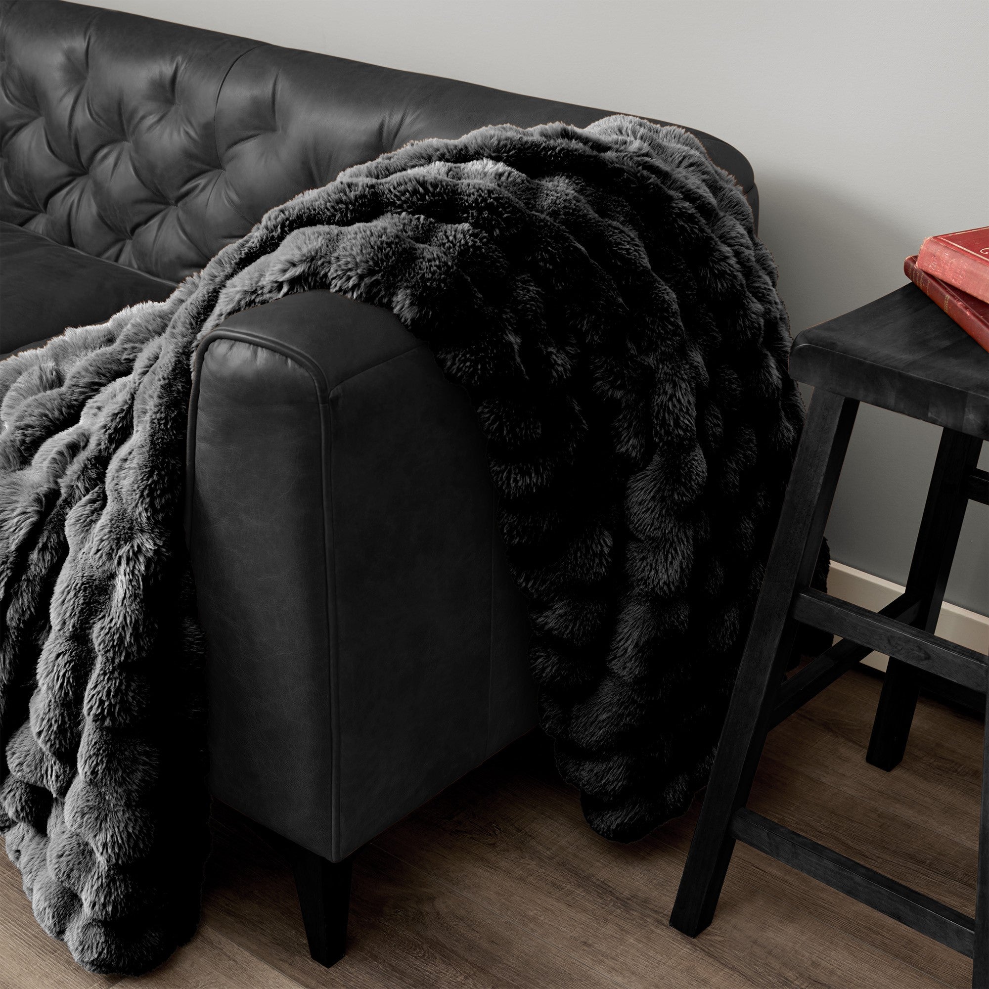 Ultra Fine Faux Fur Throw Blanket Jet Black 50X70 Inches