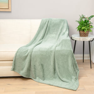 HGTV Super Luxe Faux Fur Throw Blanket Quietude 50 x 70 inches
