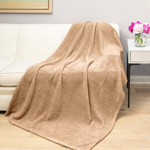 HGTV Teddy Sherpa Fur Throw Blanket Nomadic Desert 50 x 70 inches