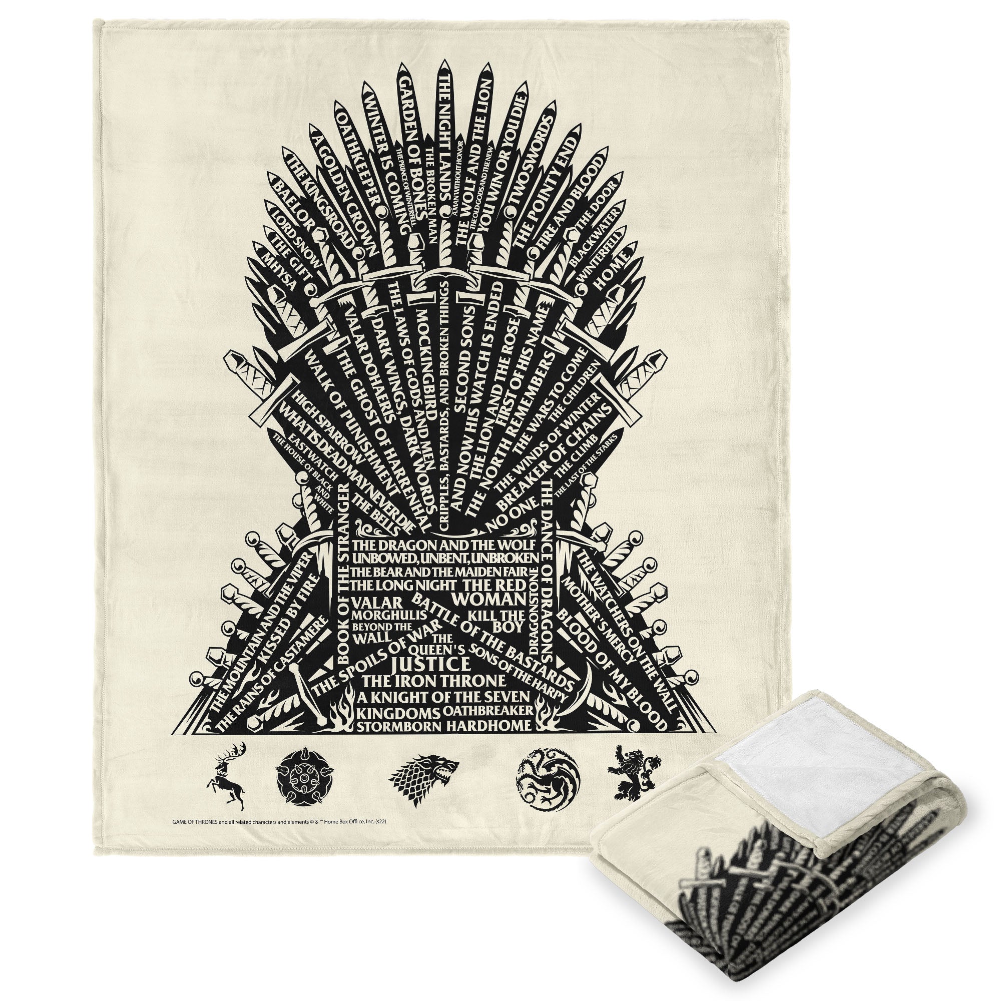 Warner Bros. Game Of Thrones Throne Of Words Silk Touch Throw Blanket 50x60 Inches