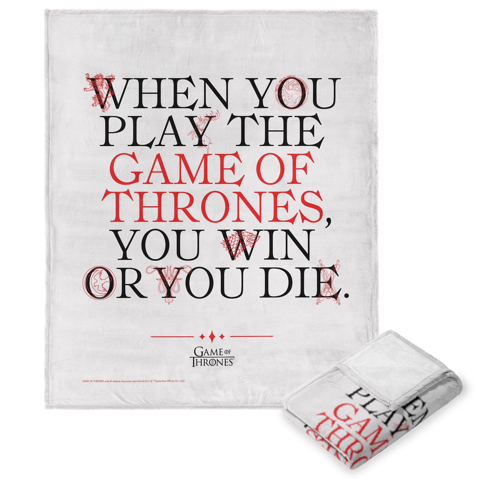 Warner Bros. Game Of Thrones Win Or Die Silk Touch Throw Blanket, 50 x