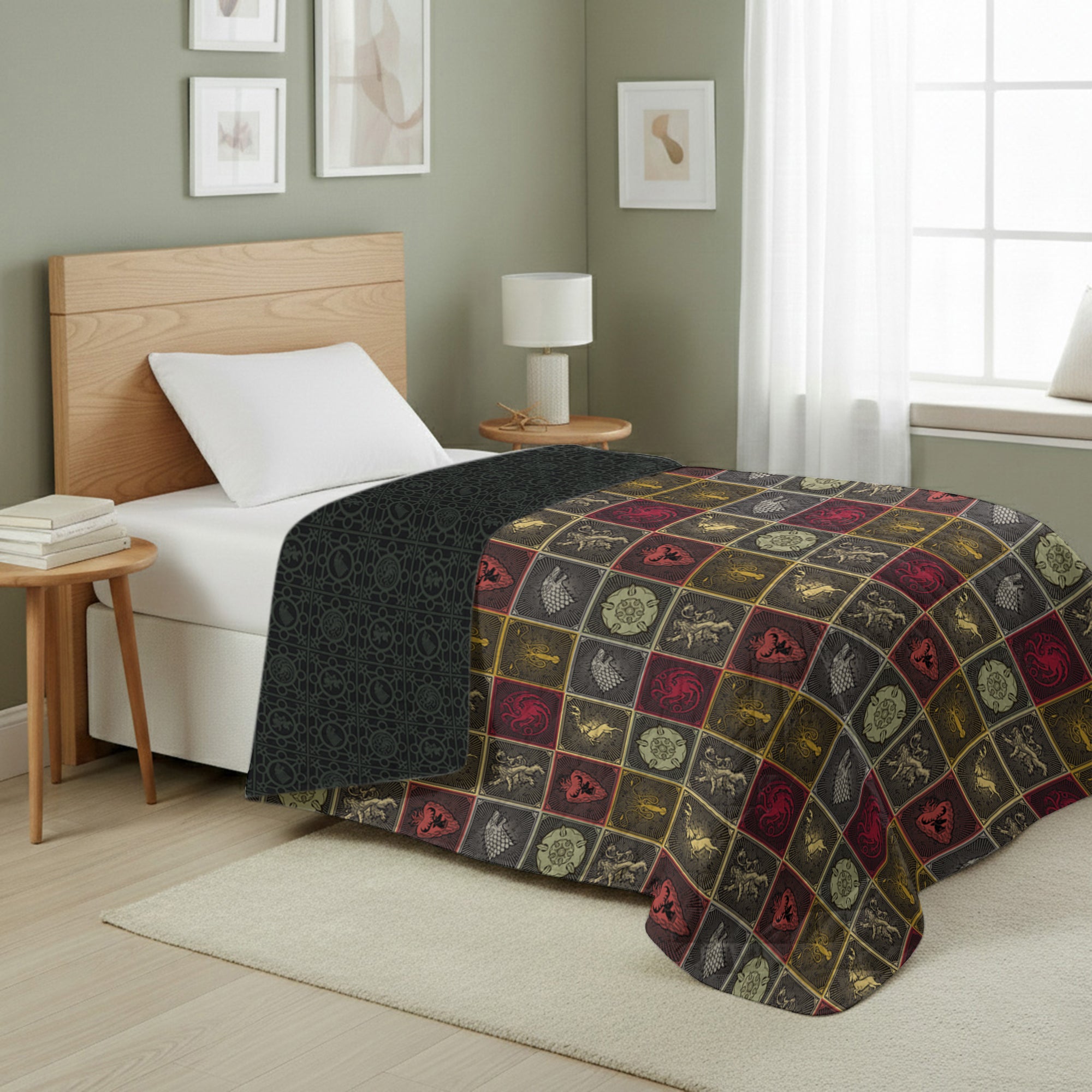 Game of Thrones Symbolic Sigils Reversible Quilted Throw 60x80 inches