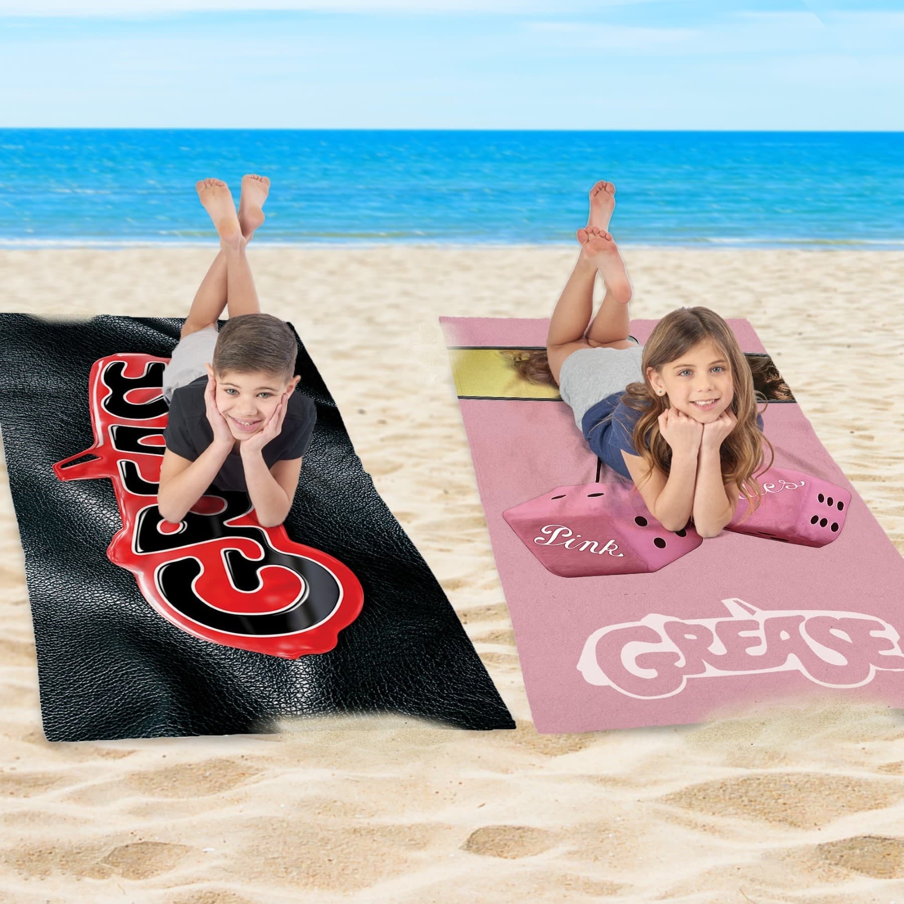 Grease Pink Ladies + Jacket Logo 2 Pack Beach Towel 30x60 Inches