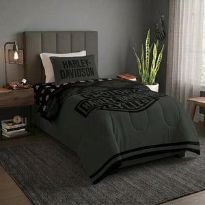 Northwest Harley-Davidson Simple HD 4-Piece Twin Bed in a Bag Bedding Set